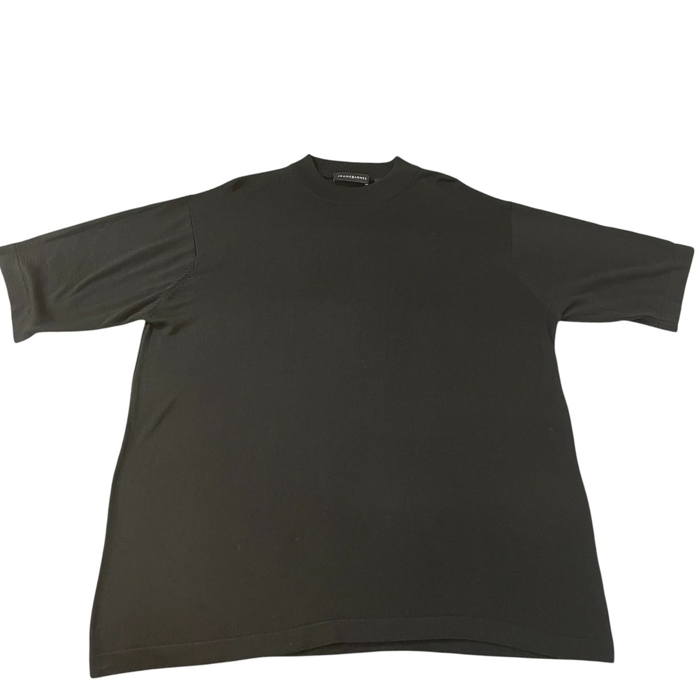 Jhane Barnes Mens XL 100% Silk Short Sleeve Sweater Black Crew Neck Luxury